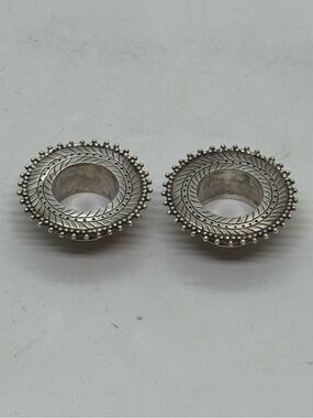 Vintage Sterling Silver 3/4” Ear Gauges Pair Ornate Engraved Plugs Tunnels 15.7g